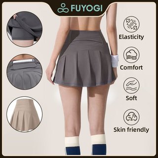 FUYOGI Sports Skirt Tennis Yoga High Waist Lining Fitness Wrinkles Quick Drying