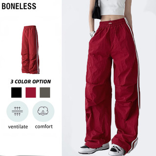 BONELESS Pants Women Striped Sports Pants casual Lazy Versatile Trousers Baggy Hight Waist