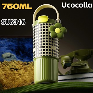 【Ucocolla】Tumbler 750ML(25OZ) Vacuum Insulated 316 Stainless Steel Water Bottle with Handle&Straw
