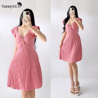 Sunny&Co Ruffle sleeves waist tie mini dress