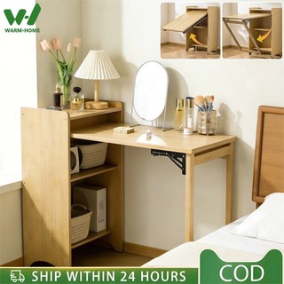 Folding Computer Desk 2-Tier  Storage Study Table for Bedroom Living Room