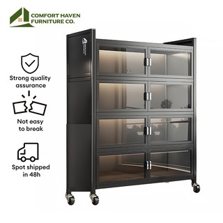 Kitchen Cabinet Microwave Oven Rack Dapur Kabinet Rak Dapur Storage Shelves with Door Wheels