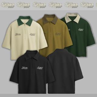 Enigma Streetwear two tone graphic zip up polo corduroy boxy minimalist