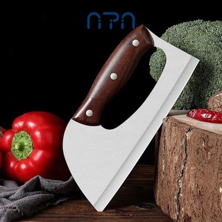 Nipiin Hand Forged Stainless Steel Household Kitchen Knife Wooden Cleaver Multifunctional Cooking