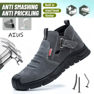 Steel toe anti-slip, anti-pressure and anti-puncture safety shoes for men, protective work shoes