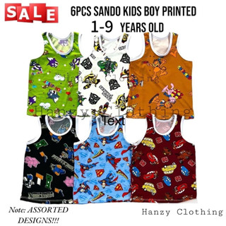 6pcs Sando Printed | Kids (1-9years old) | cotton spandex | assorted designs