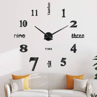 Someday DIY 3D Wall Clock – Mirror Sticker Clock with Metal Roman Numerals, Large Decorative Design