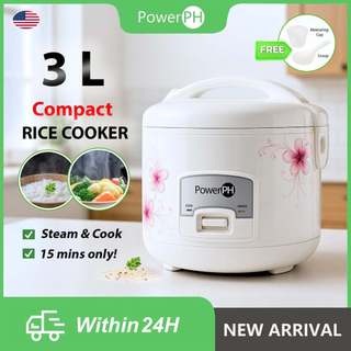 POWERPH 3-Liter Electric Rice & Steamer Cooker with Non-Stick Inner Pot