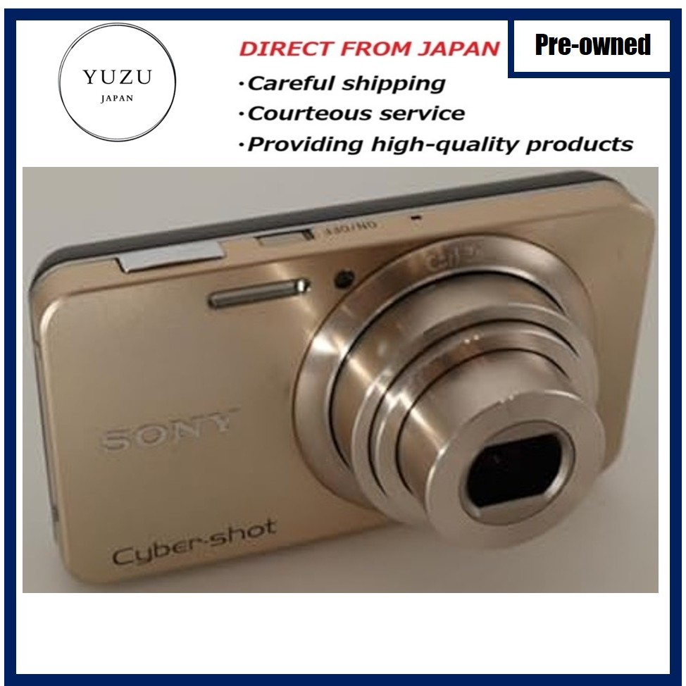 Pre-owned Product Sony Cyber-Shot W570 Gold: 16MP CCD Camera with Slim Style. Features 5x Carl Zeiss