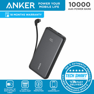 Anker Zolo Powerbank 10000mAh/20000mAh 22.5W Fast Charging Power Bank with Built-in USB-C Cable [CCC