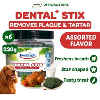 SAVER'S PACK x6 Dentalight Assorted Dental Stix Dog Dental Chews Chicken Milk Seaweed 220g x6