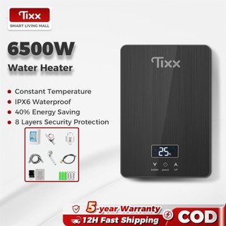 Tixx Water Heater LCD Touch Screen 6500W Instant Heating Automatic Temperature Control For Bathroom