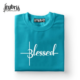 [Teal T-shirt]New Blessed Simple Letter T-shirt For Women Fashion Basic Round Neck Unisex Tees