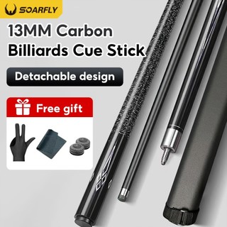 Soarfly Billiard Cue Stick 11.5/13mm Adopt 1/2 Split Carbon Fiber Cue Stick Stable Cueing, Free Case