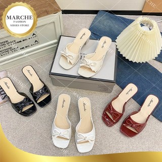 Marche New Classy & Cutesy Bow Strap 2.5inch Block Heeled Jelly Rubber Material Sandals For Women