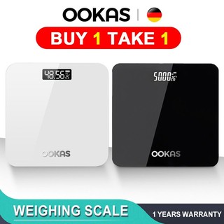 OOKAS Electronic Human Digital Weighing Scale Large Tempered Glass LED HD Display USB/Battery Charge
