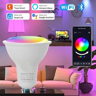 GU10 Tuya WiFi สมาร์ทหลอดไฟ LED Dim โคมไฟ Smart Life Spotlight หลอดไฟควบคุมเสียง Alexa Google