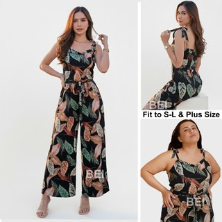 BEI Elegant Tie Heart Printed Jumpsuit Trendy Women Summer Beachwear Small–Large Fit Plus Size