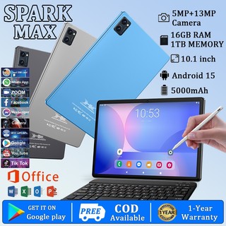 Original Spark Max Android Tablet 10.1" 16GB +1TB Smart Tablet Android15 Wifi Dual Sim Card Tablet