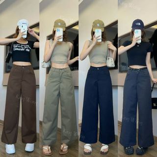Pure Cotton Slim Commuter Casual Pants Women 2025 New Fashion Loose High Waist Straight Pants