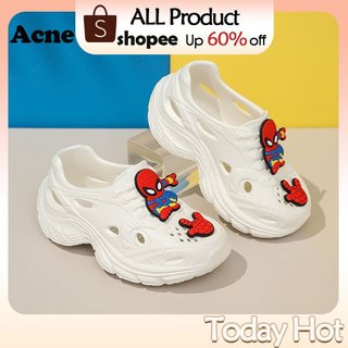 New Korean Spider-Man Black Shoes for Kids Slip On Comfort Boys Rubber Outdoor Cartoon Sandals#6160