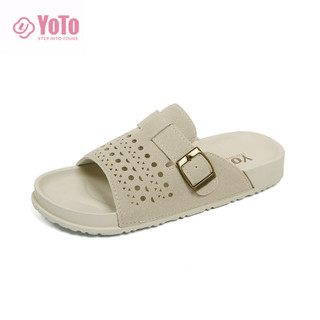 YOTO Sandals For Women Flats Hollow Out Breathable Comfortable Soft Bottom Casual Outdoor Slippers