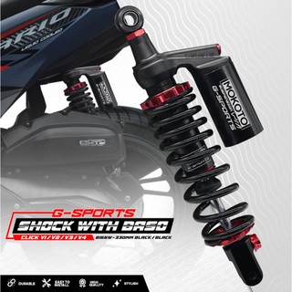 MOKOTO HONDA CLICK V1 V2 V3 REAR SHOCK ABSORBER WITH BASO 330MM GOLD & BLACK SERIES FOR CLICK 1PC