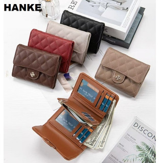 HANKE Short Bifold Wallet with Cardslot and Zipper for Coins Women's Snap Button