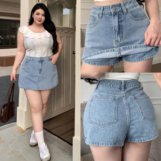 A.One Plus Size High Waist Denim Mini Skirt Sexy A-Line Skirt Shorts Women Stretchable Mini Skirt
