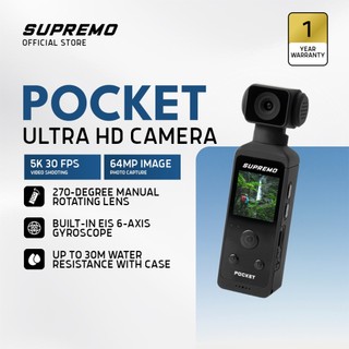 Supremo Ultra HD Pocket Action Camera - Black 1.3" HD the front LCD display with Remote Control