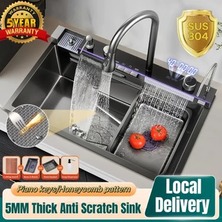 Kitchen Sink Stainless Steel SUS304 lababo kitchen sink waterfall integrated digital display