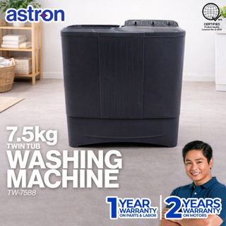 Astron TW-7588 Twin Tub Washing Machine | 7.5 kg | Wash and Spin Dry | 2 Years Warranty