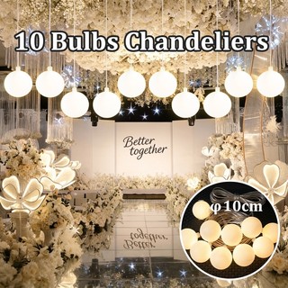 10 White Ball Bubbles LED Chandelier Fairy Light, Romantic Wedding Pendant Birthday Lamp Party Decor