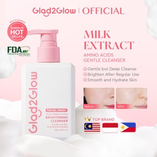 [Top Facial Wash] Glad2Glow Milk Amino Acid Gentle Facial Cleanser Brighten Comfort Smooth Hydrate