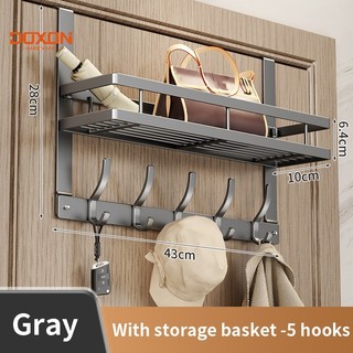 DOXON Gray Bathroom Rack with Hook Kitchen Bathroom Organizer Hanger Drill-Free Storage Rack