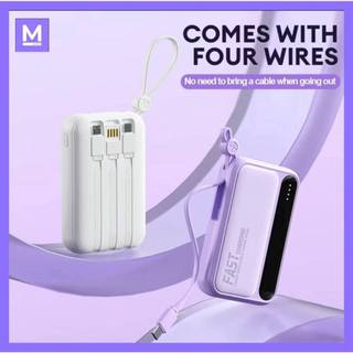 ✅Meet DX242 4in1 20000mAh Portable Powerbank with Fast Charging Built-in CABLE for USB, iP, Type-C
