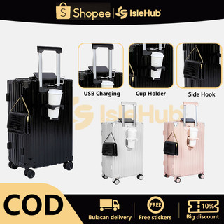 IsleHub Luggage 20/24 inch USB Charging Cup Holder  Suitcase  Hand Carry maleta