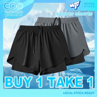 【Buy 1 Take 1】WT Running Shorts Men Women Casual Two Piece Sports Shorts Lightweight Activewear