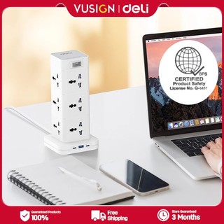 Deli Vusign 1.6M/3M Universal Socket Extension Power Strip Vertical Socket 12 Groups