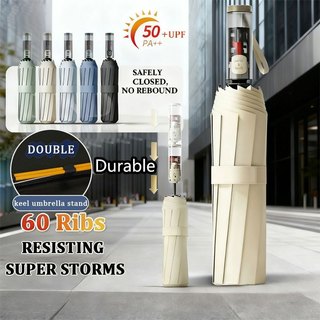 New Technology 60RlBS Automatic Mechanical Folding Umbrella Anti-ultraviolet Rain Parasol Anti-storm