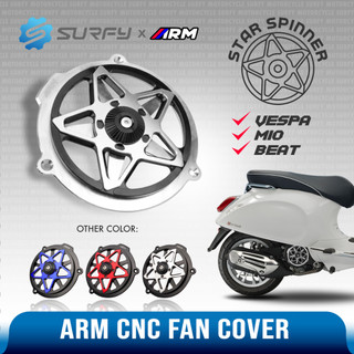 Arm Premium Radiator Fan Cover Full CNC 2-Color Spinner Design For Vespe Mio Beat Include Bolts