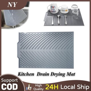 Silicone Dish Drying Mat Table Placemat Kitchen Folding Draining Rectangle Pad Anti-scald For Dishes