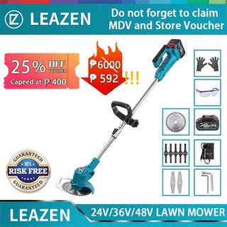 Leazen  Grass Cutter 48V Cordless Electric Lawn Mower Trimmer Rechargeable Portable Garden Pruning