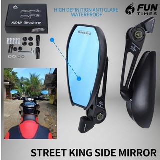 Street King Side Mirror Heavy Duty Anti-Glare Lens 360 Degree Rotational Universal AOS4