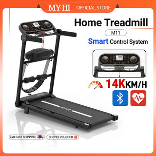 MY-HI Electric Treadmill Foldable Walking Pad 14km/h Incline Bluetooth APP Massager Heavy Duty M11