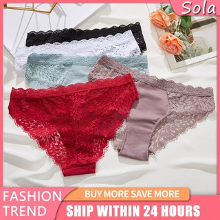 Lace Panties for Women Flroal Waist Panty Finetoo Female Underpants Floral Lace Perspective Brief