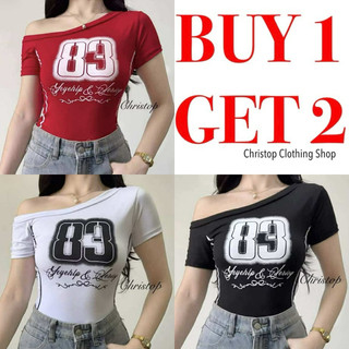 BUY 1 + GET 2 (TOTAL 3PCS) MITCH 83 ONESIDE OFF SHOULDER CASUAL CROPTOP COTTON WOMENSWEAR