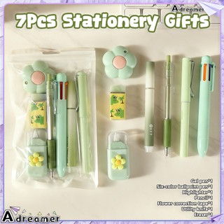7 In 1 Stationery Set Highlighter Ballpoint Pen Gel Pen Eternal Pencil Tape Eraser Knife Kids Eraser