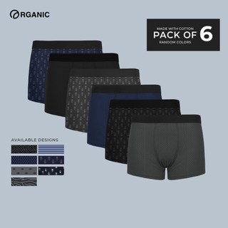 Organic Mens Printed Boxer Briefs Pack of 6 Random Colors Breathable Cotton Boxers Cotton