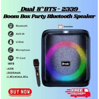 8INCHES Brodu Bts- 2339 Karaoke box Portable Bluetooth Speaker With Microphone